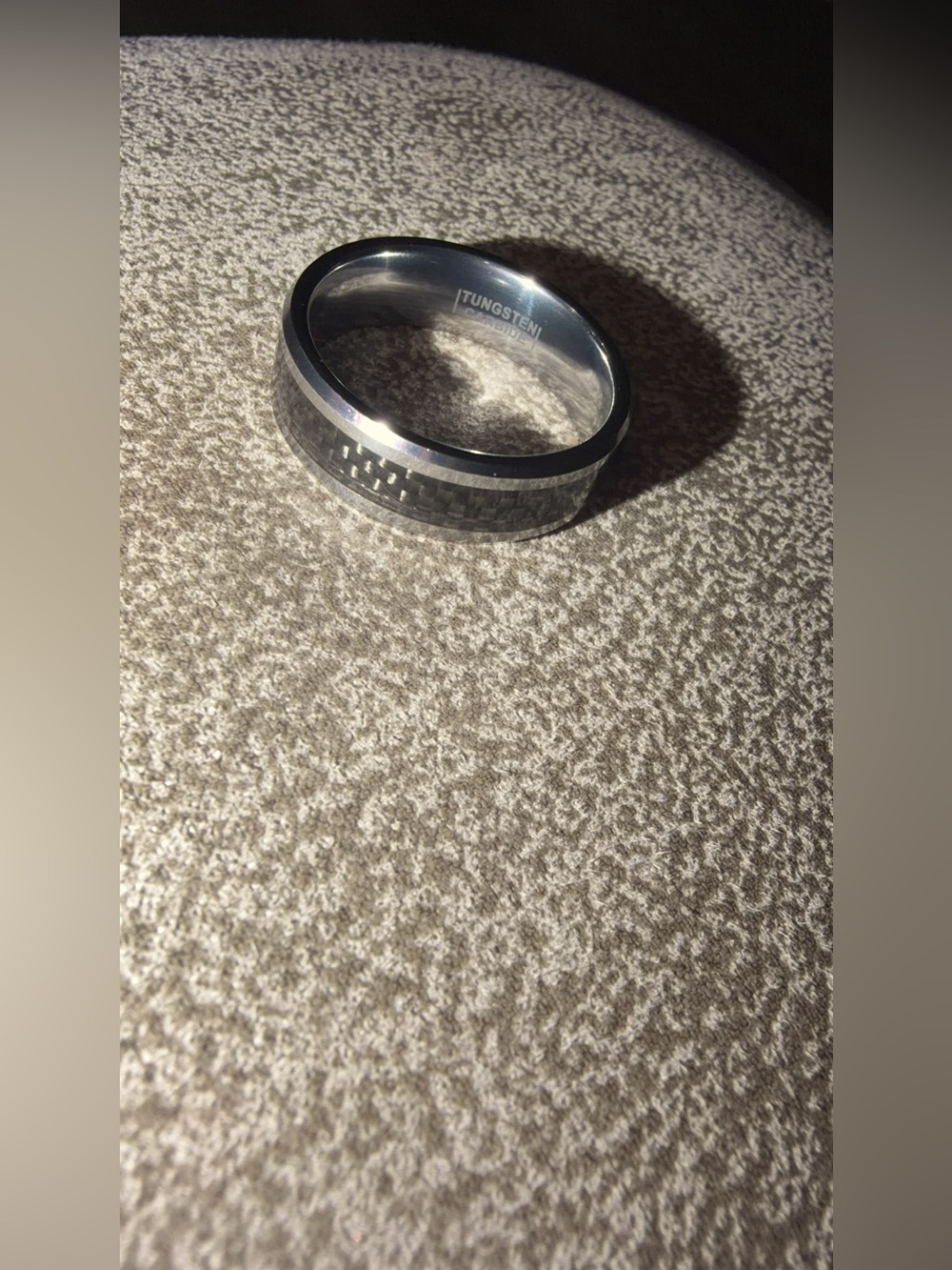 Tungsten Carbide Ring Size 14 with Carbon Fiber Inlay - Silver and Black